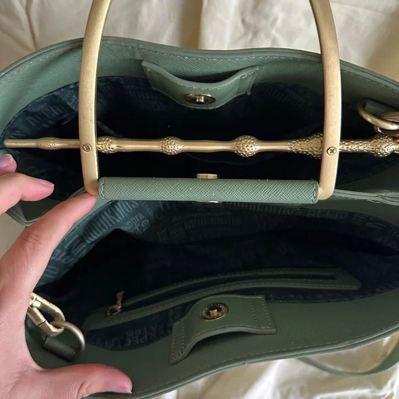 Loungefly Green Crossbody Bag with Deathly Hallows Emblem - Picture 4 of 9